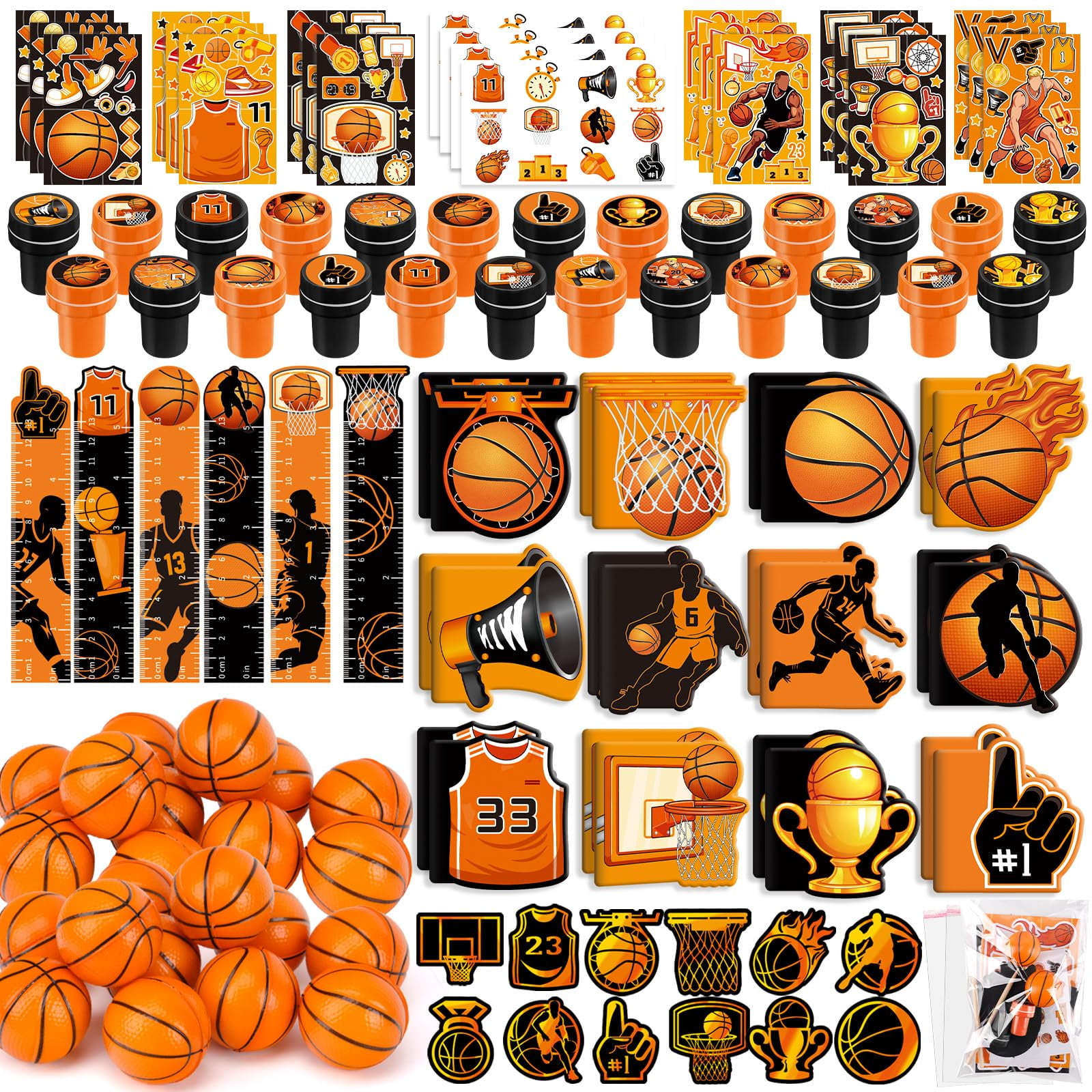 Set De Papelería Benlouis 192 Piezas Tema Baloncesto Para Regalos De Fiesta