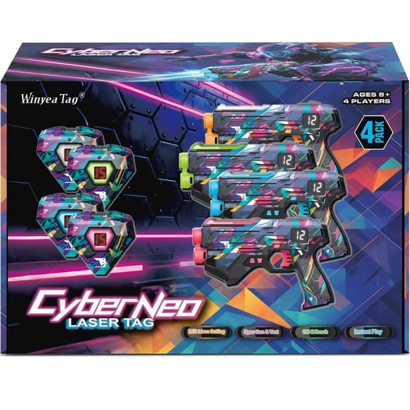 Set de 4 Pistolas de Laser Tag, Juego de Laser Tag para Niños, Adolescentes y Adultos, Juego y Actividades al Aire Libre para Jóvenes, Regalo para Niños y Niñas de 8 a 12+ Años