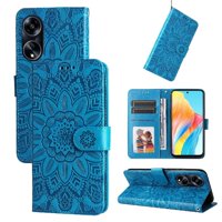 Funda Tipo Cartera Foxdock Para Oppo A98 , Diseño Girasol En Relieve, Cuero Pu, Cierre Magnético, Soporte Y Tarjetero