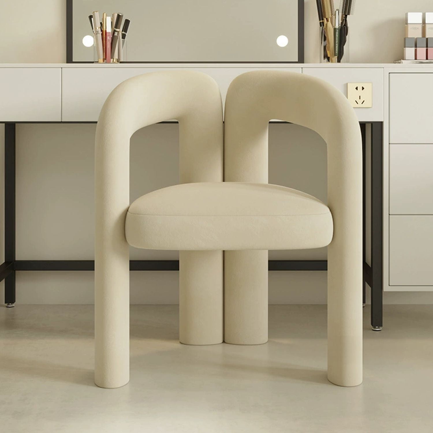 Santú Home & Deco - Silla Escandinava Terciopelo Blanco