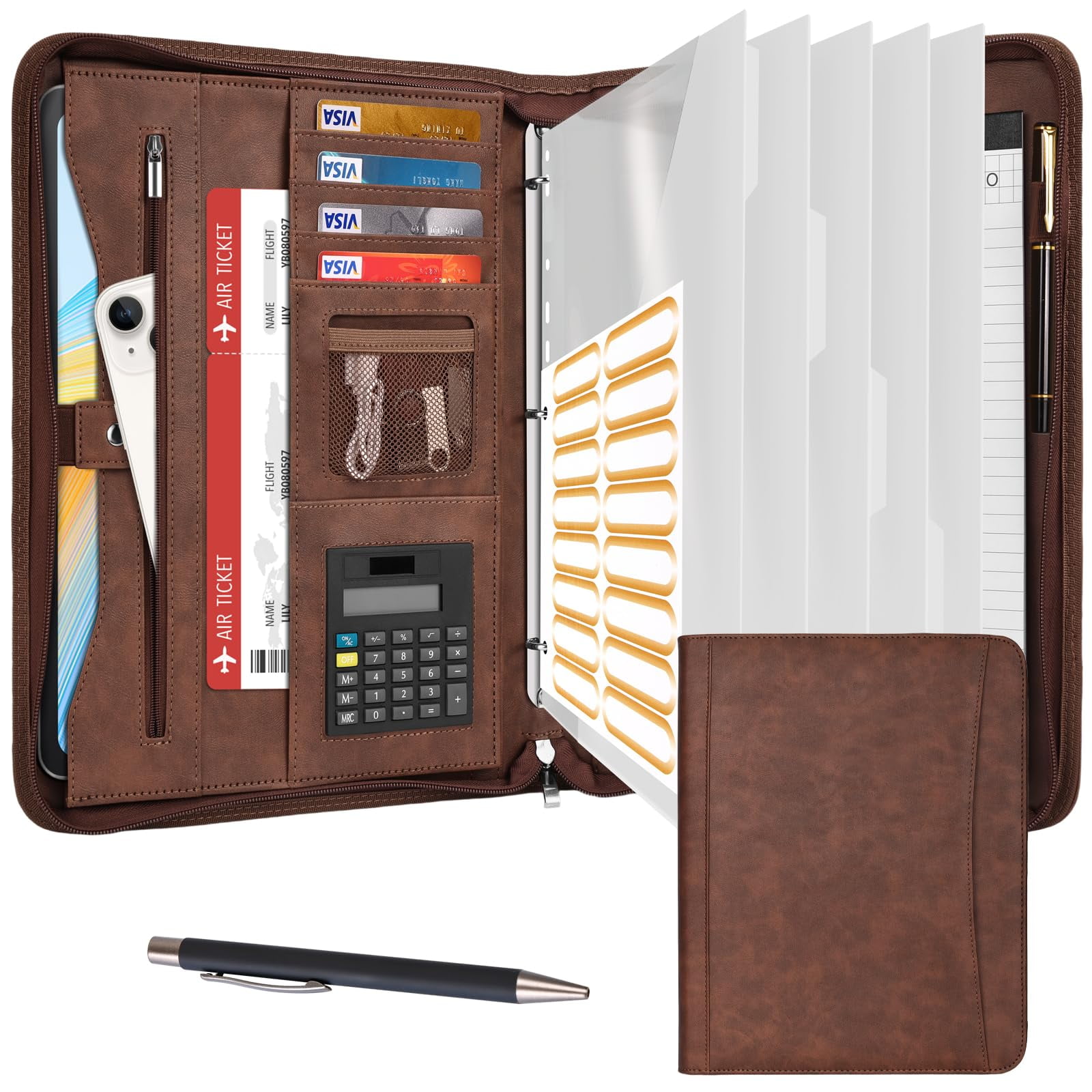 Eshow - Carpeta Portfolio Organizer De Piel Sintética Con Cierre 33 X 26 X 2 Cm