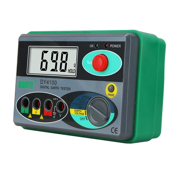 Medidor de resistencia a tierra Multímetro Luz de fondo portátil Pantalla LCD de alta precisión Medición de voltaje Protección de rango Voltímetro de