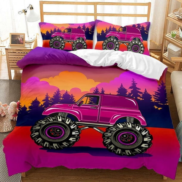 Pickup Trucks Tractor Boys Quilt Duvet Cover Set Super 3-Piece Bedding Set