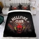 thumbnail image 4 of The Hellfire Club Conjunto de sábanas temático, trío de piezas, cómodo y amigable con la piel, diseño único, regalo de decoración para el hogar para familiares, amigos y fans,140X210cm, 4 of 6