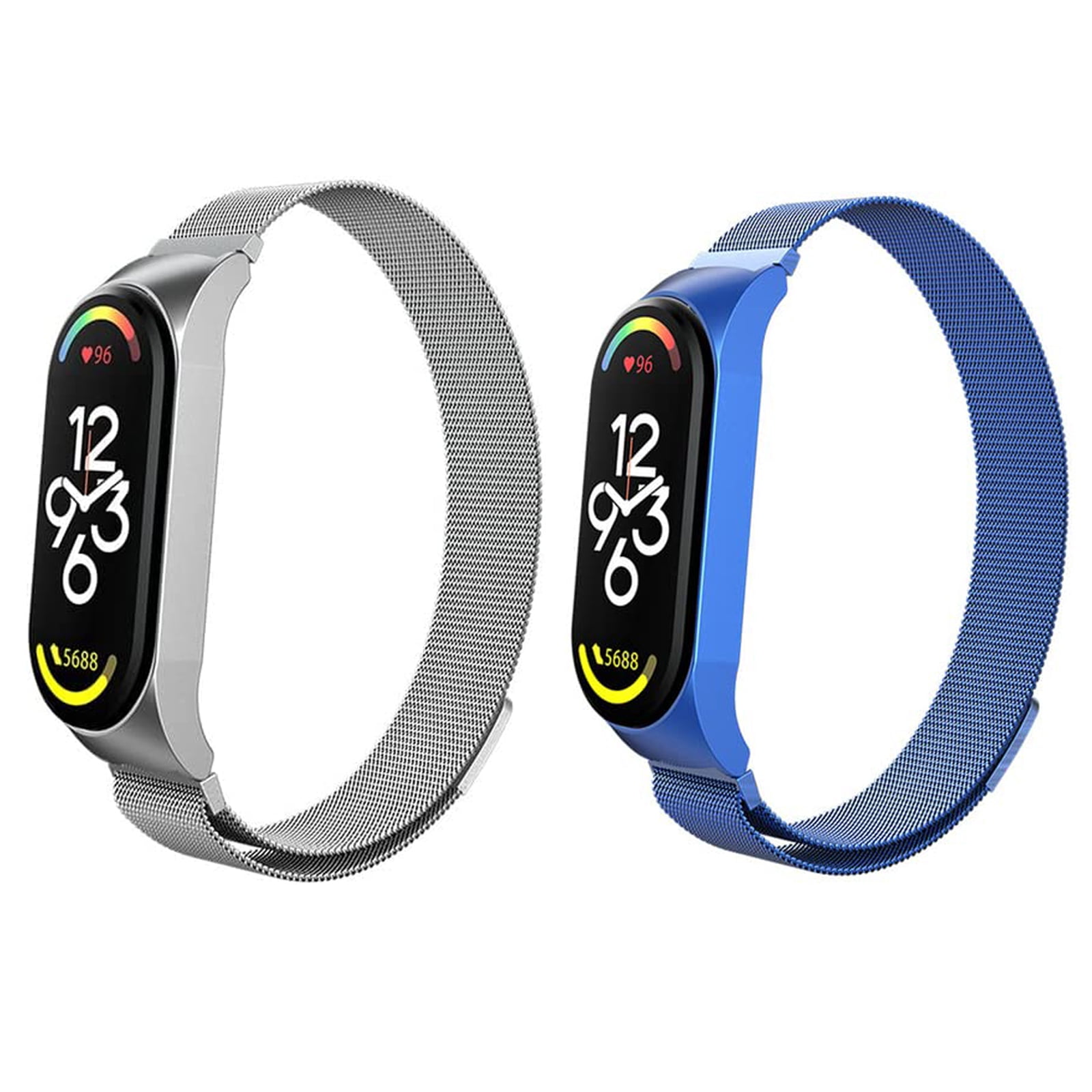 Genérico - Juego De 2 Correas Magnéticas De Metal Para Mi Band 7 6 5 4 3, Pulseras De Reloj Inteligente De Acero Inoxidable Ajustables