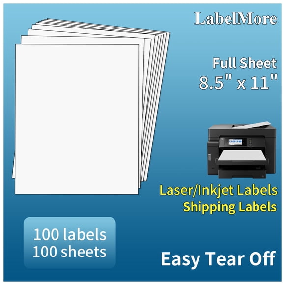 Papel adhesivo para etiquetas LabelMore 21 × 28 cm, 100 hojas, láser/inkjet