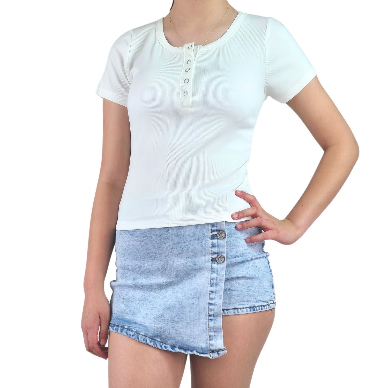 Likeshop - Top Acanalado Mujer Polera Manga Corta Fashion 061