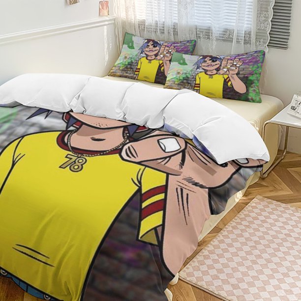 x463 Gorillaz 3-Piece Bedding Set Warm And Comfortable Soft Duvet Cover Bed Set with 1 Duvet Cover And 2 Pillowcases for Bedroom b463