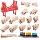 thumbnail image 1 of Set de pista de tren de madera SainSmart Jr. 62 piezas con puente y 3 trenes, 1 of 5