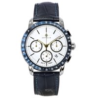 Zeppelin - Reloj Cronógrafo Para Hombre New York Dial Plateado Correa De Cuero Azul 8878-1