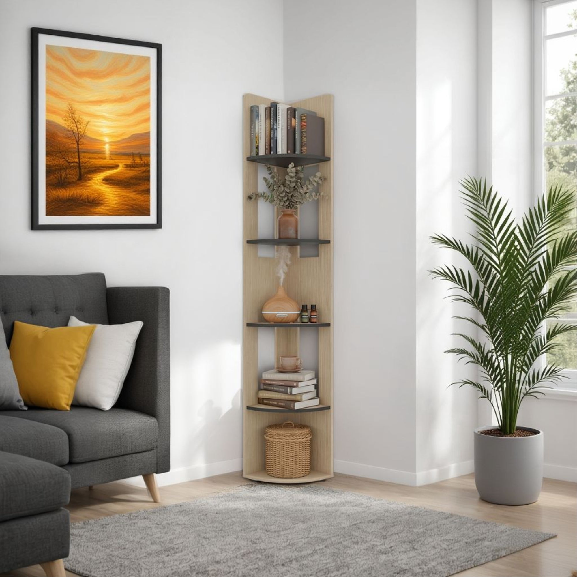Tuhome - Estante Esquinero Home E7 180,6x30x30 Cm Cartagena Y Wengue