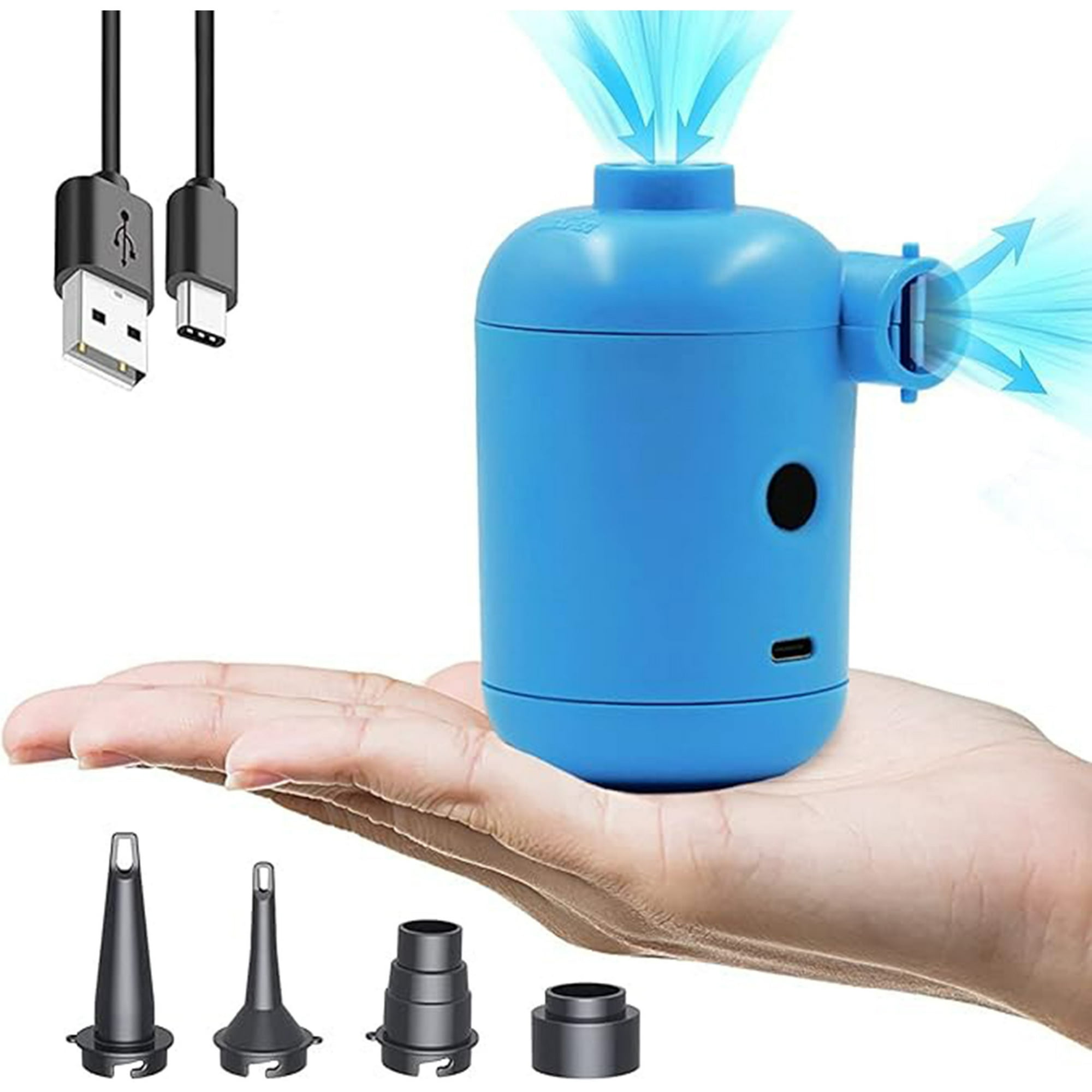 Veat00l - Bomba De Aire Eléctrica Con 4 Adaptadores De Boquilla, Ideal Para Bolsas De Vacío, Colchones Inflables, Juguetes Inflables, Campings