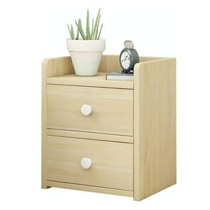 Mundo Online - Velador Beige Cajonera 2 Niveles Con Cajones 41X26X33 Cm