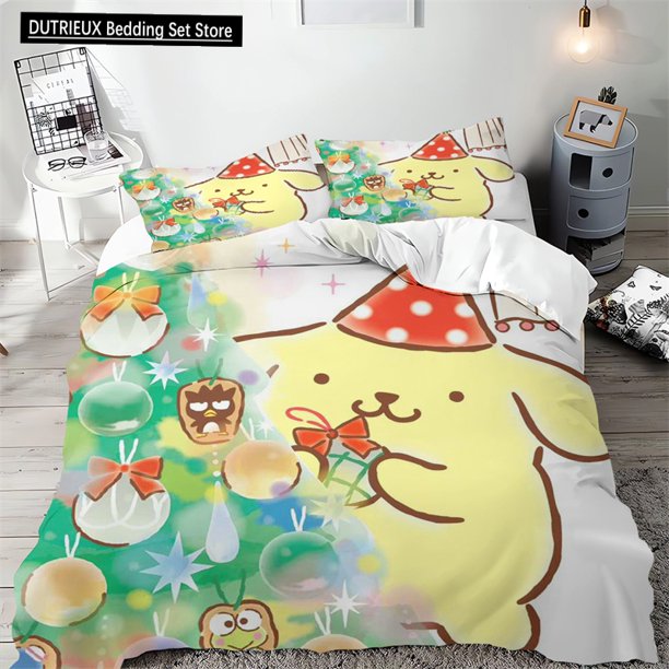 Pompompurin Duvet Cover Bedding Set Multi-size Single Double Bed Needlework Sewing Quilt Cover Pillowcase Children's Gift Bed Sheets