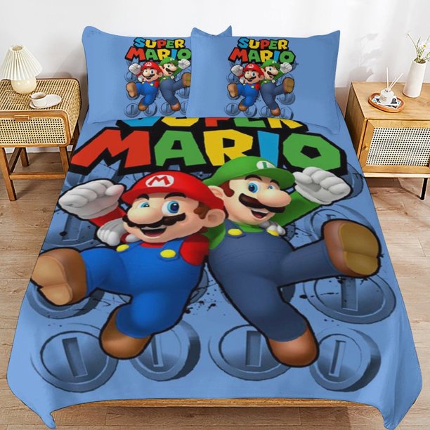 Super Mario Duvet Cover Set 3 Piece Bedding Set Double Sided Printing Decorative Comforter Cover Set