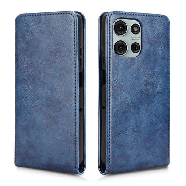 Funda tipo folio para Motorola Moto G75 5G con soporte magnético y protección para la cámara Azul
