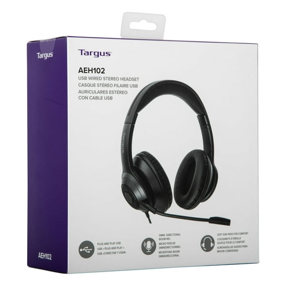 Audífonos Estéreo Targus con Cable USB-A y Micrófono Giratorio