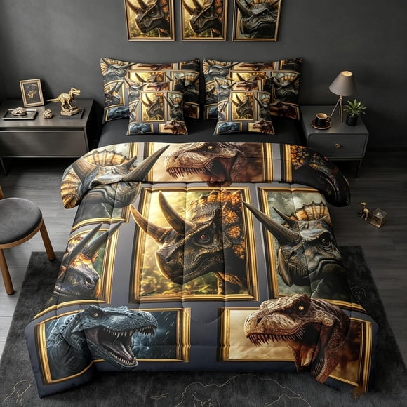 Juego de Edredón Feelyou Dinosaurio Twin de 7 Piezas, 68 x 90, Microfibra