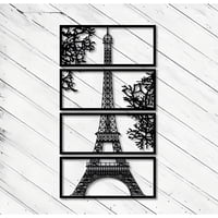 Genérico - Cuadro Decorativo Torre Eiffel Pack 4 Negro