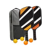 Magideal - Juego De 2 Raquetas De Pickleball De Agarre Cómodo Con 4 Bolas De Pickleball Y Bolsa De Almacenamiento Para Hombres, Mujeres, Niños, Uso En Interiores Negro