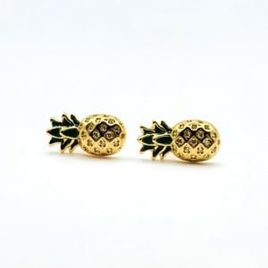 Tiana Joyas - Aros De Piña Con Circones De Plata 925 Enchapados En Oro 18K