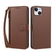 thumbnail image 1 of Funda Tipo Billetera para iphone15 con Soporte y Bolsillo con Cierre Marrón, 1 of 1