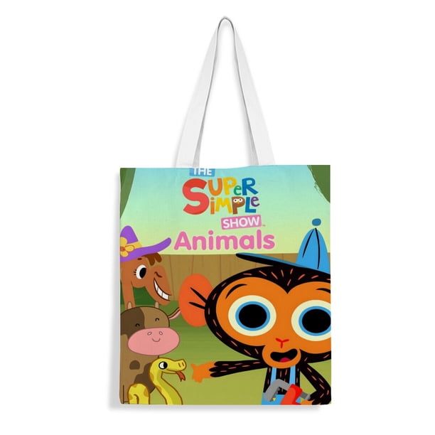 Super Simple Songs Bolso de tela con estampado de lienzo para mujer, bolsa de compras reutilizable y estética, con cremallera interior, regalo para mujer,38*45cm.