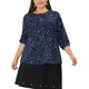 thumbnail image 1 of Agnes Orinda Blusa de Chifón con Volantes y Lazo en el Cuello Redondo para Mujer Talla Grande para Escuela, Universidad o Trabajo 2X Azul Blanco, 1 of 7