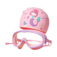 Magideal - Gorro De Natación, Gafas De Natación Para Niños, Portátiles, Cómodas, De Visión Amplia, Gafas De Natación Antivaho, Gafas De Natación Para Equipos De Rosa Morado