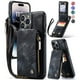 thumbnail image 1 of Wallet Case For IPhone 14/13/12/11 With RFID Blocking Leather Case With Card Holder & Kickstand, Zipper Strap Double Button Flip Shockproof Case, 1 of 3