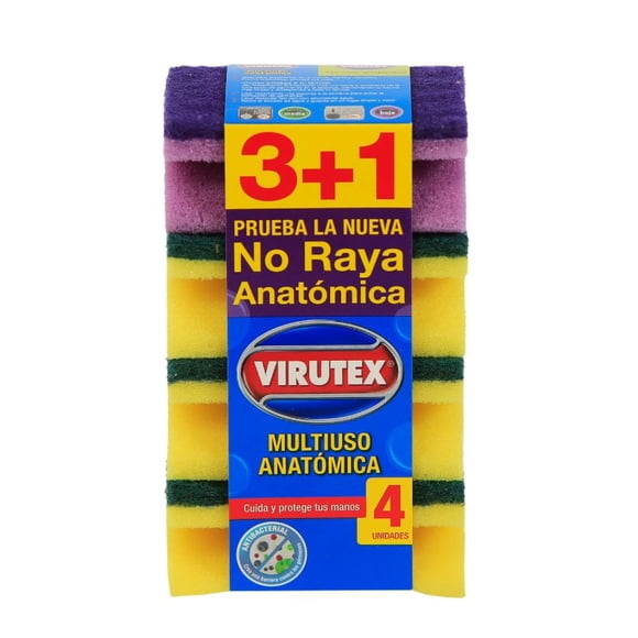 Esponja Multiuso Antibacterial Acanalada, 1 Un