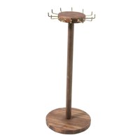 Ioensy - Organizador De Soporte De Exhibición De Joyería De 12 Ganchos De Madera Para Niñas Pulsera De Mesa Oscuro