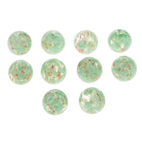 10pcs perlas de papel de oro de cristal de murano cuentas redondas para joyería que hace verde