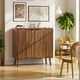 thumbnail image 3 of Sideboard Buffet Cabinet with Storage, Farmhouse Buffet Cabinet With Paper Clip Design, Wood Coffee Bar Storage Cabinet for Kitchen, Dining Room, Living Room, Entryway, Walnut,31.5" W, 3 of 3