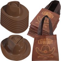 Set De Sombreros Y Bolsos De Vaquero Satinior Para Niños Pequeños Y Adultos (24 Unidades)