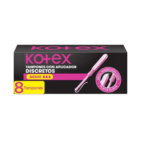 Tampones Kotex Tamaño Medio con Aplicador, 8 Un