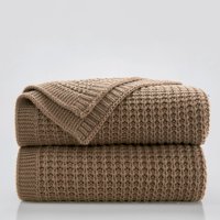 Manta Douceur De Punto Trenzado Suave Y Grueso, Marrón Claro