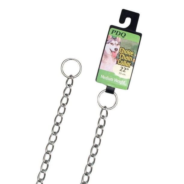 Collar con cadena de estrangulamiento PDQ de acero plateado para perros grandes y extragrandes