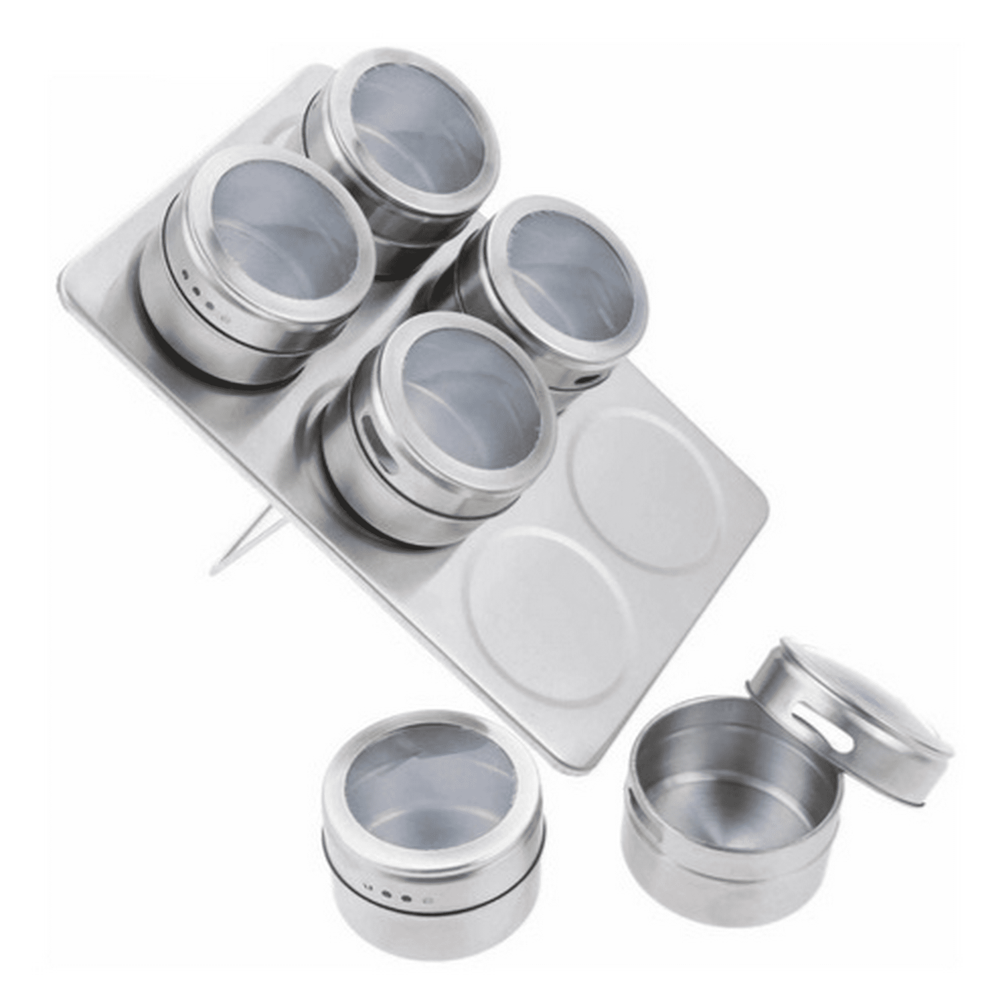 Importclick - Set Condiméntero Especiero Magnético 6 Frascos