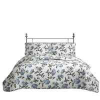 Genérico - Cubrecama Quilt Reversible King 250 X 240 Cm Estampado Azul Flowers Collection Martiné