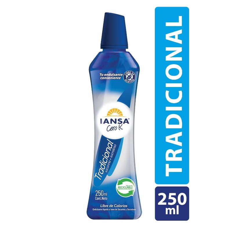 Endulzante Líquido Sacarina + Sucralosa Botella 250 ml Iansa Cero K