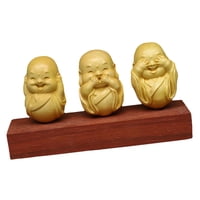 Magideal - Pequeñas 3 Estatuas De Monjes De Buda, Artesanía De Grabado De Centro De Mesa Hecho A Mano Figuras De Buda Para Mesa Decoración De Oficina