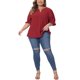 thumbnail image 2 of Agnes Orinda Blusa de Mujer Talla Grande de Chifón con Cuello en V Entallado, Manga Corta Abullonada, Casual y Sólida 1X Burdeos, 2 of 6