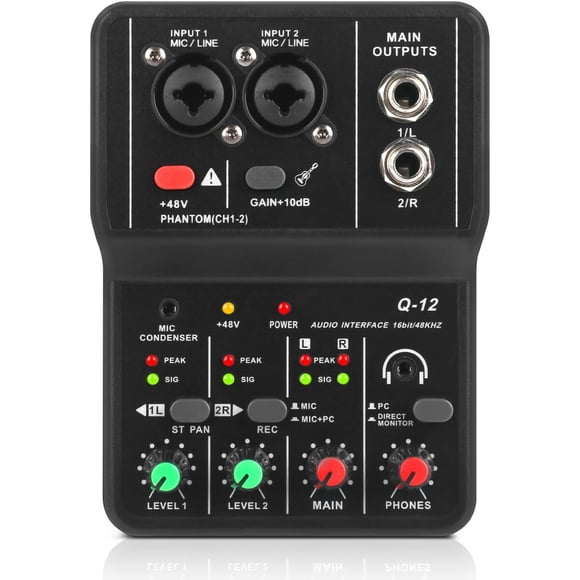 Interfaz de Audio USB XTUGA Q12 16bit48kHz 2 Canales Phantom