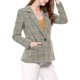 thumbnail image 4 of INSPIRE CHIC Blazers de regreso a clases para mujeres, solapa con muesca, manga larga, un botón, blazer de cuadros, negro L, 4 of 7
