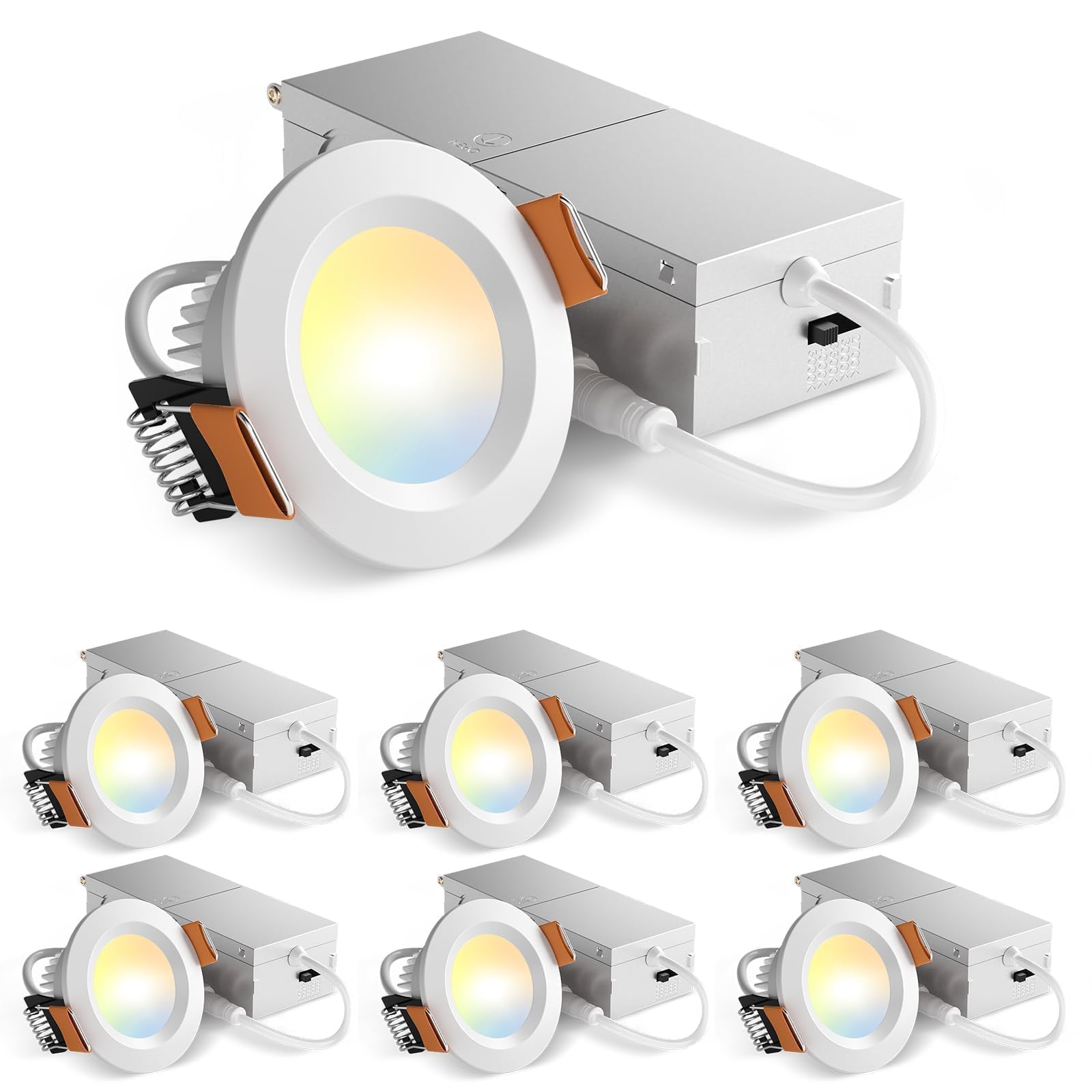 Luz Led Empotrable Sin Carcasa Amico De 2 Pulgadas, 5 Temperaturas De Color, Regulable, Paquete De 6