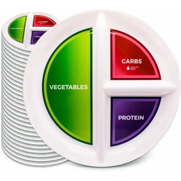 Plato de Control de Porciones para Diabéticos Health Beet de 25 cm con 3 Secciones