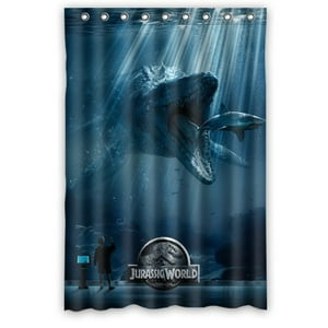 Pinghai - Cortina De Ducha De Cocodrilo De Jurassic World, Juego De Cortina De Baño Con Ganchos, Tamaño 48 X 72 Pulgadas