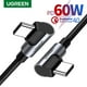 thumbnail image 2 of Cable Curvo Doble Usb-c/usb-c 3a Pd3.0 60w Max 1m Trenzado Negro Us323, 2 of 3