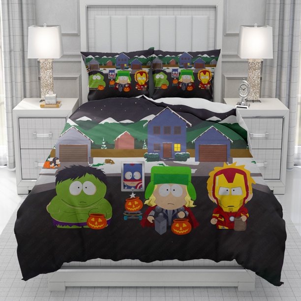 v1027 Bed Sheets Iron Man funny Duvet Cover men women/Children KID Printing cartoon Bedding Set Comforter Bed Soft gift 3-Piece Bedding Set (1 Duvet Cover + 2 Pillow Shams) Bed Sheets ju1027